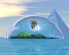 Cool 3D Island in the bubble clipart