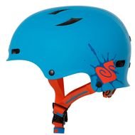blue and red Protection Helmet, side view