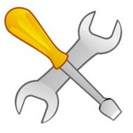 drawn screwdriver and wrench on a white background
