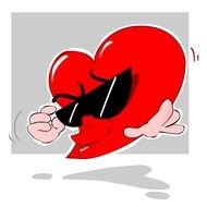 painted heart in black glasses