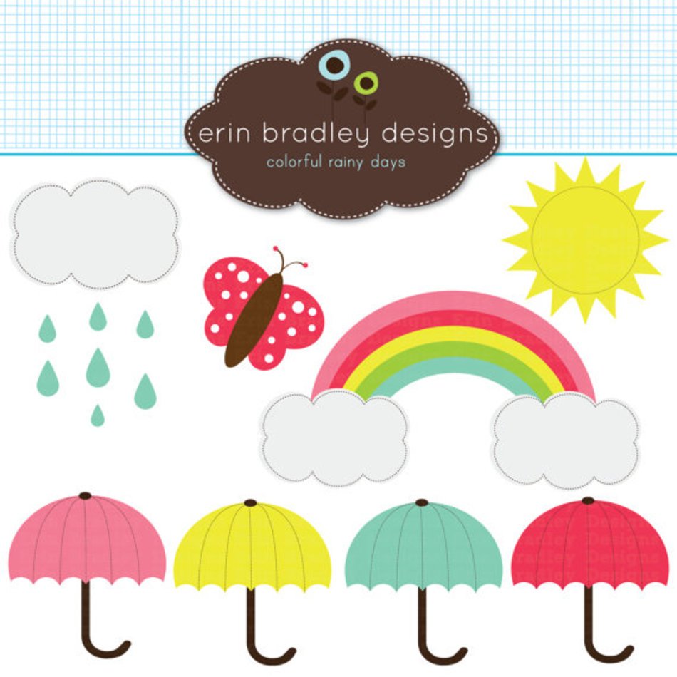 Umbrella And Rain Clip Art N23