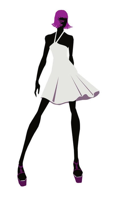 black silhouette in a beautiful dress