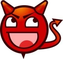Cartoon red Devil with open mouth