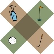 picture of golf items on green squares