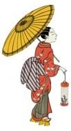 painted japanese girl with an umbrella