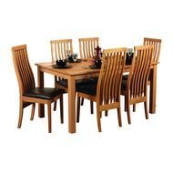 classic wooden Dining Table and six chairs, render