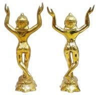 two gold statuettes drawing