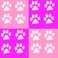 Clip art of purple and Pink Paw prints