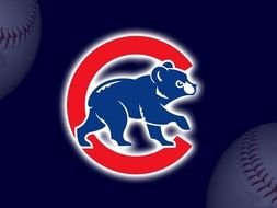 Chicago Cubs Logo with the image of a bear cub on a blue background.