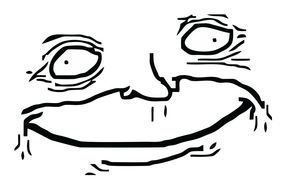 Black and white drawing of the meme face clipart