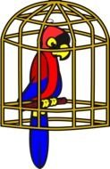 cartoon parrot in a cage