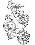 Black and white drawing of the carriage with the horses clipart