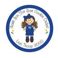 little girl in blue uniform on the logo
