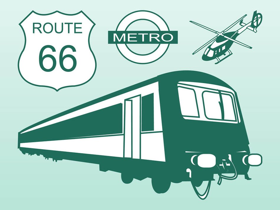Drawing of the different transports clipart