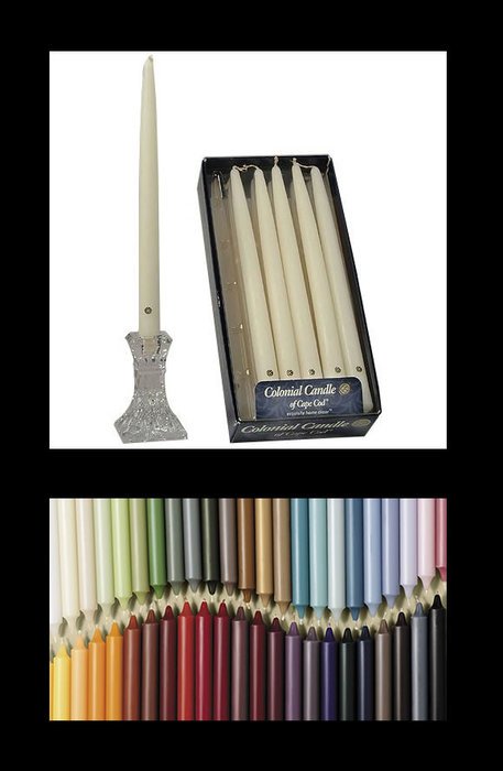 Colonial candles of different colors