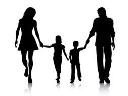 black silhouette of a family