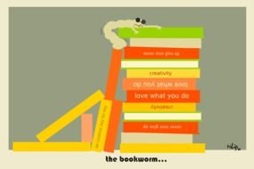 Cute Book worm drawing