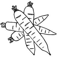 Black and white drawing of the carrots clipart