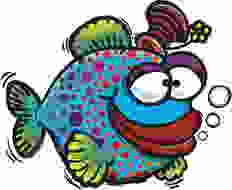 Clip art of cartoon colorful fish