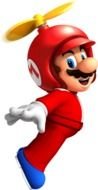 Mario with a helmet helicopter on his head