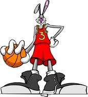 hare basketball player with a ball in his hand