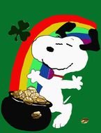 happy Snoopy at St Patrickâs Day, drawing