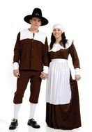 Pilgrim Woman and man drawing