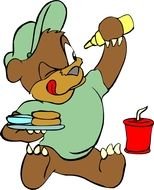 Cartoon Bear Eating N6