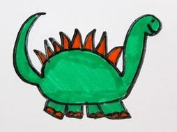 drawing of the green cute dinosaur