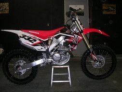 red sports bike in the garage