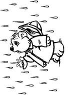Black and white drawing of the animal under the rain clipart