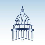 silhouette of the dome of the White House in America