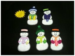 little snowmen on a black background