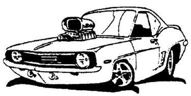 drawn black and white mustang