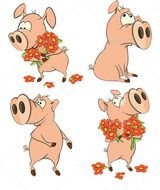 GraphicRiver Set Of Cheerful Pigs Cartoon 8826891