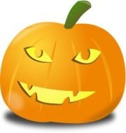 Halloween pumpkin drawing with green ponytail