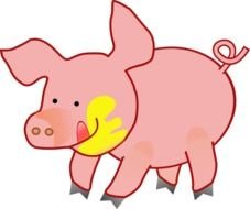 pink pig with yellow mouth