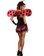 photo of a girl in a ladybug costume on a white background