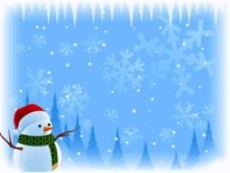 blue background with a snowman