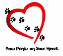 animal footprints on a red heart