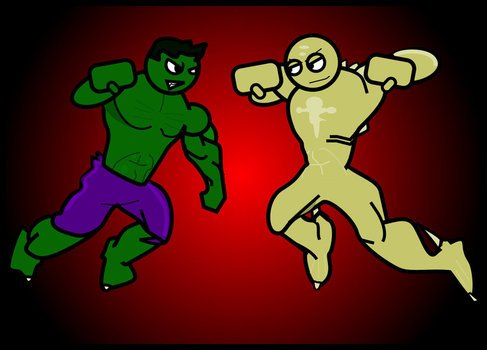 fighting Hulk and Abomination