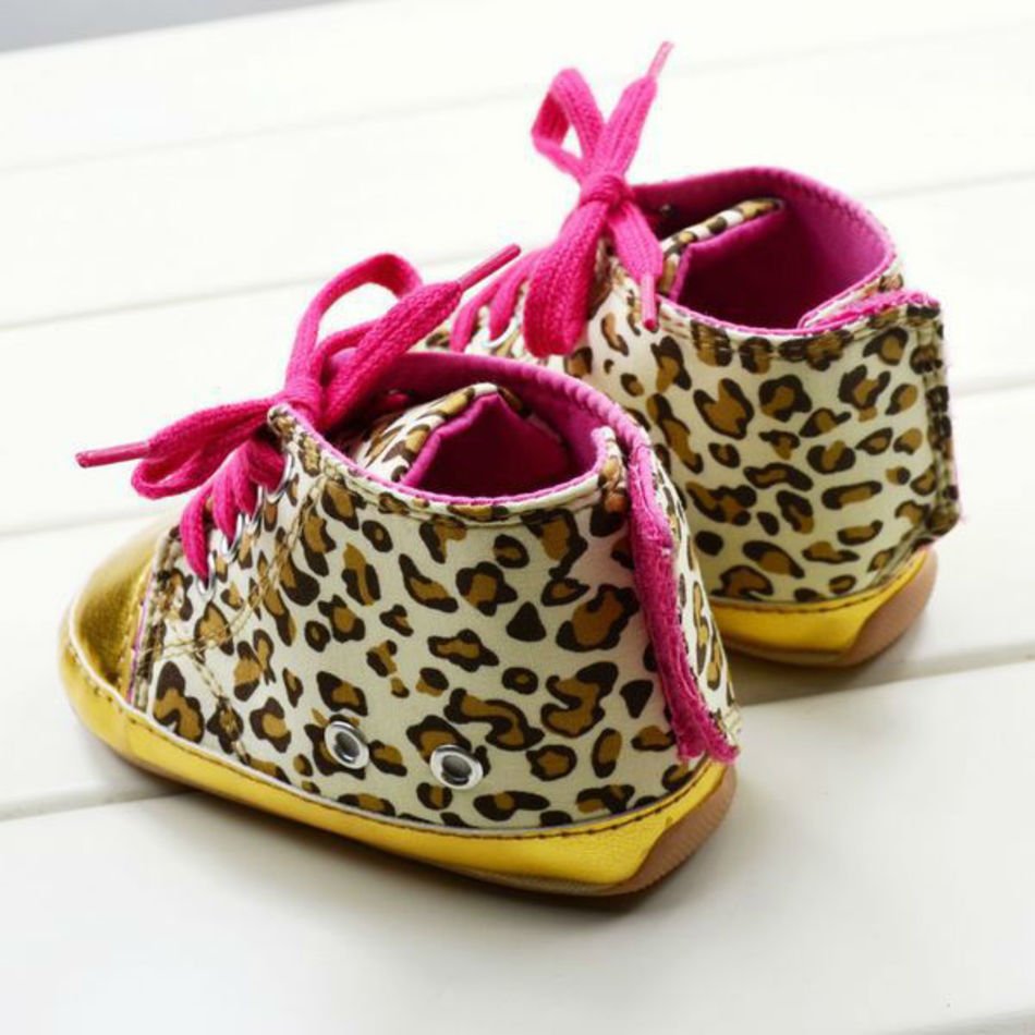 Cute Baby Shoes Golden Leopard Print Girls Sneakers First Walkers
