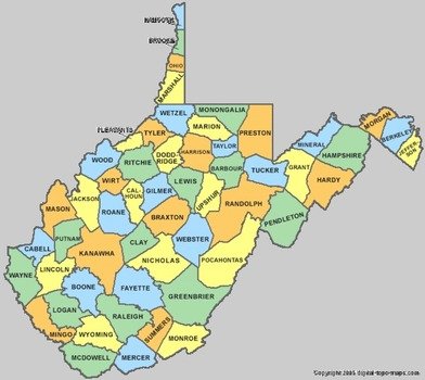 Map Of Virginia Counties free image download