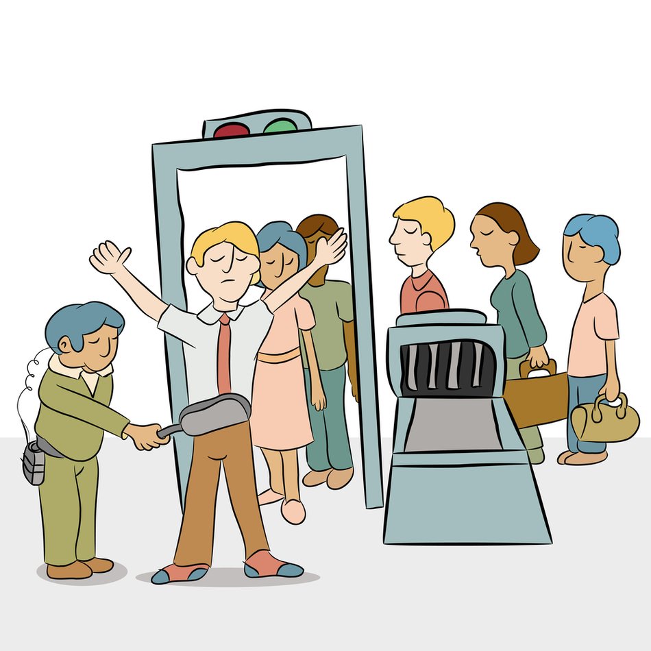 people on Security Checkpoint in Airport, drawing