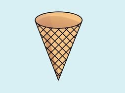 drawing of a waffle cup for ice cream