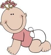 cartoon Baby Girl crawling