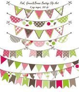 Pink And Green Bunting Clip Art Free