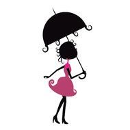 Girl With Umbrella Silhouette drawing