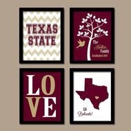 Texas State University College Go Bobcats Custom Family Monogram