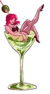 Pin Up Girl Martini Glass drawing